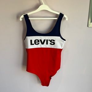 Levi’s classic red white and blue bodysuit size M